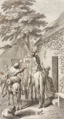 Plate XXIII from Life and Adventures of the Knight Don Quixote de la Mancha, 1780. Creator: Daniel Berger