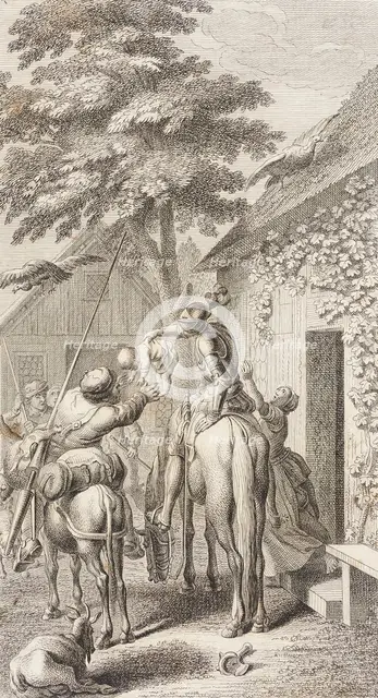 Plate XXIII from Life and Adventures of the Knight Don Quixote de la Mancha, 1780. Creator: Daniel Berger.