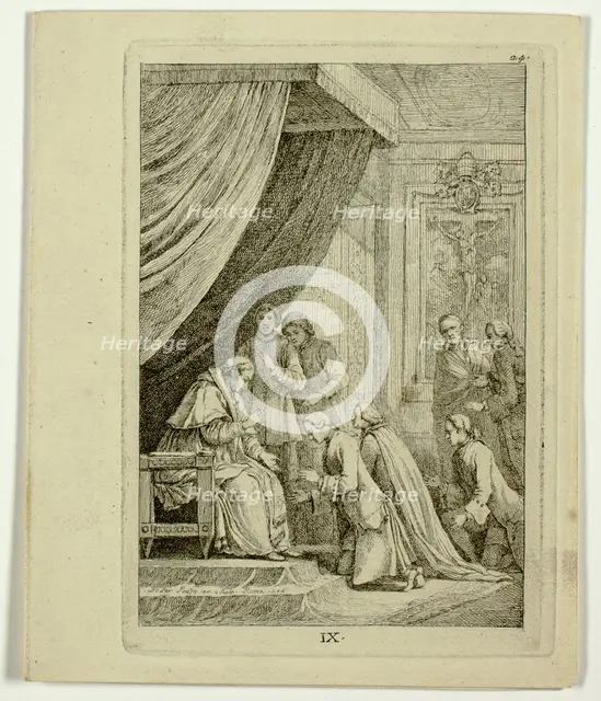 Plates 9-11, from Nella Venuta, 1764. Creator: Franz Edmund Weirotter.