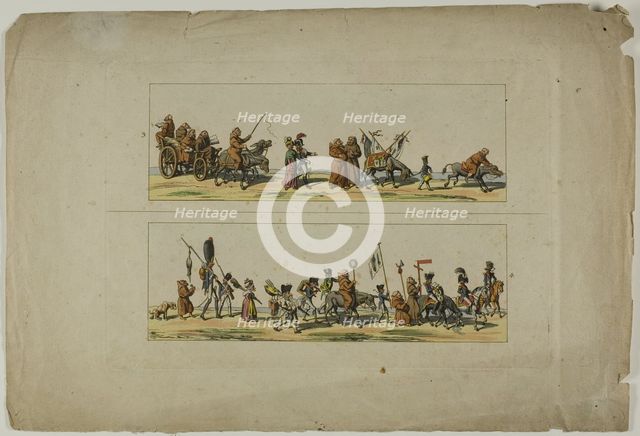 Plates Three and Four, from L'Ouverture de la Campagne des Ultras contre la XIXe siecle, n.d. Creator: Unknown.