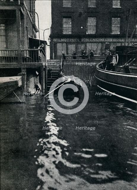 Platform stairs by The Angel public house, Rotherhithe, London, c1900, (1901). Creator: Unknown.