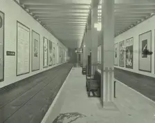 Platform with advertising posters, Holborn Underground Tram Station, London, 1931