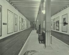 Platform with advertising posters, Holborn Underground Tram Station, London, 1931