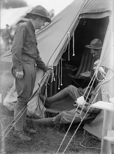 Plattsburg Reserve Officers Training Camp - Dudley Field Malone, Center, 1916. Creator: Harris & Ewing