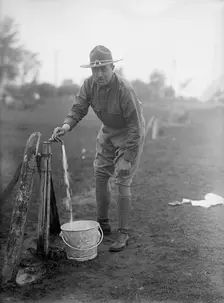 Plattsburg Reserve Officers Training Camp - The Pump, 1916. Creator: Harris & Ewing