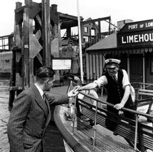 Play Day on the River Thames, Limehouse, London, 1954. Creator: Henry Grant