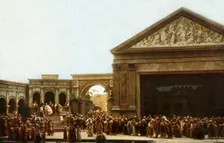 Players on stage in the Oberammergau Passion Play, 1922. Creator: Henry Traut