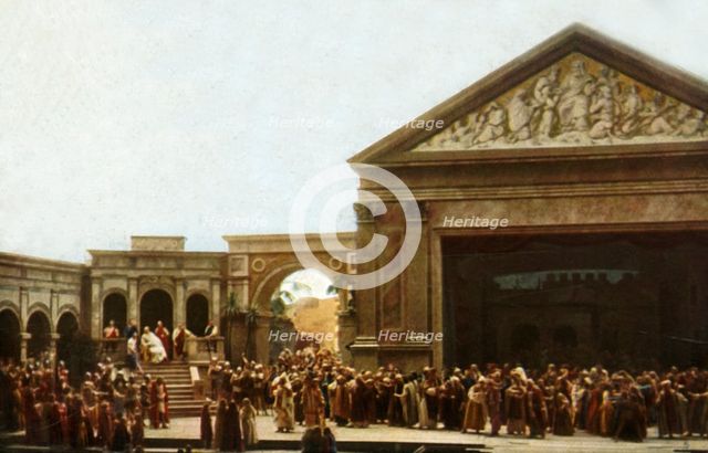Players on stage in the Oberammergau Passion Play, 1922.  Creator: Henry Traut.