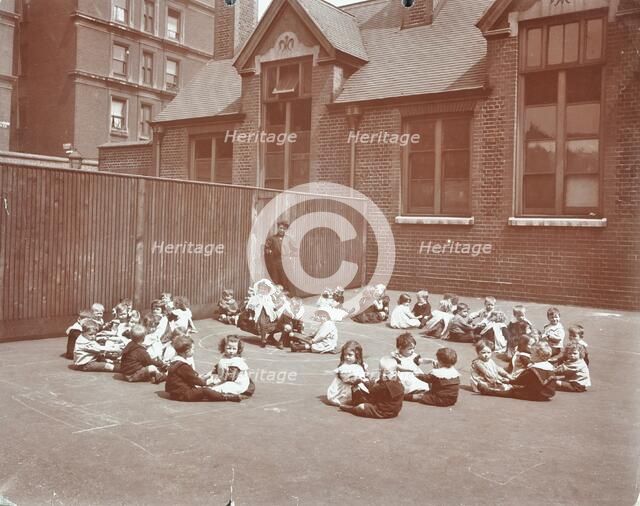 Playground scene, Hugh Myddelton School, Finsbury, London, 1906. Artist: Unknown.