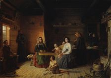Playing the Kantele in a Peasant Cottage , 1868. Creator: Ekman, Robert Wilhelm (1808-1873)
