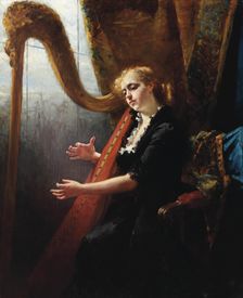 Playing the harp. Creator: Schwartze, Thérèse (1851-1918)