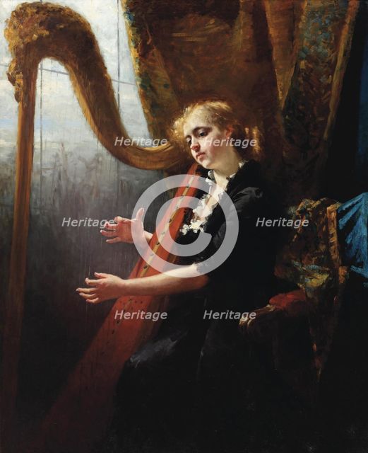 Playing the harp. Creator: Schwartze, Thérèse (1851-1918).