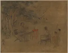 Playing the Zither under Pine Trees, Possibly Ming dynasty, 1368-1644. Creator: Unknown
