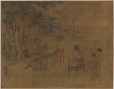 Playing the Zither under Pine Trees, Possibly Ming dynasty, 1368-1644. Creator: Unknown