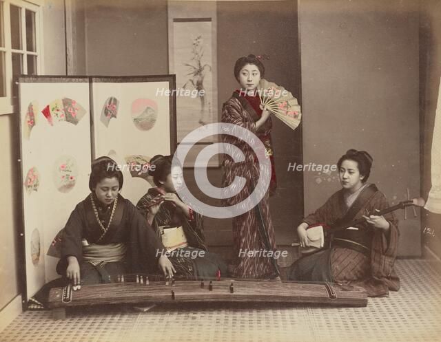 Playing with Music, 1870s-1890s. Creator: Kusakabe Kimbei.