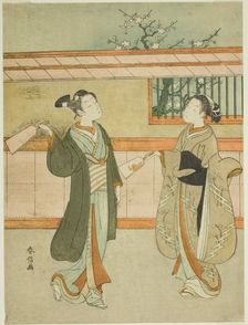 Playing Battledore and Shuttlecock, c. 1765/70. Creator: Suzuki Harunobu