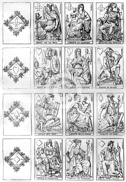Playing cards of the French Republic, 1790 (1882-1884). Artist: Unknown