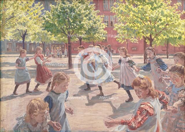 Playing Children, Enghave Square, 1907-1908. Creator: Peter Hansen.