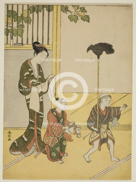 Playing Daimyo's Procession, c. 1768/69. Creator: Suzuki Harunobu.