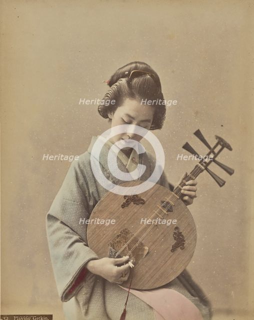 Playing Getkin sic, about 1875-1890s. Creator: Adolfo Farsari.