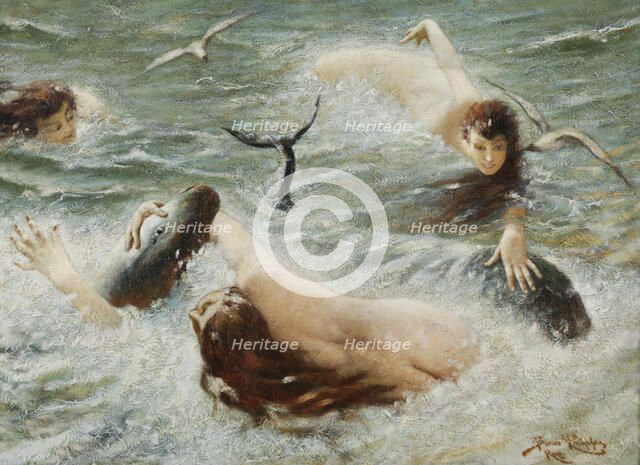 Playing nymphs. Creator: Knüpfer, Benes (1844-1910).