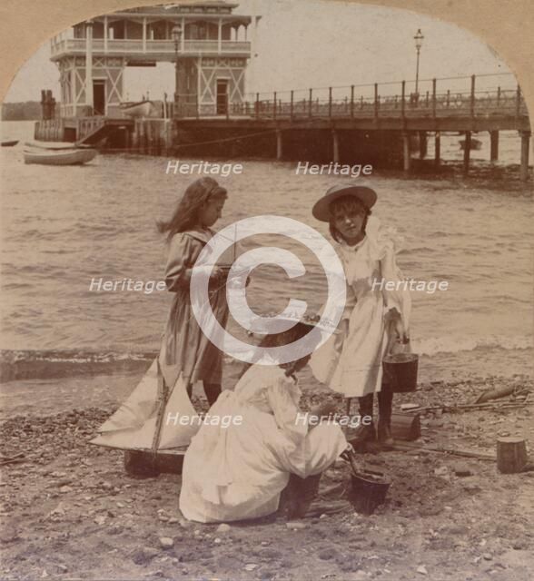 'Playing on the Beach' c1900. Artist: Keystone View Company.