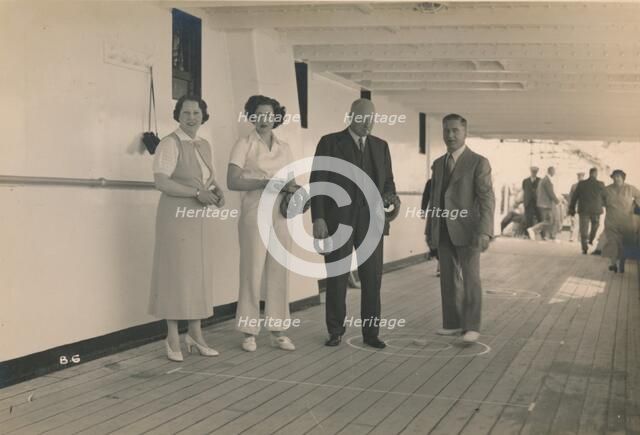 Playing quoits on board the SS Arandora Star, 1936. Artist: Unknown