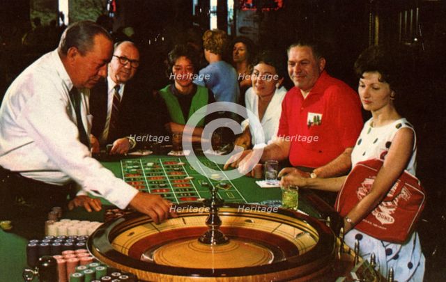 Playing roulette in a casino, Las Vegas, Nevada, USA, 1967. Artist: Unknown