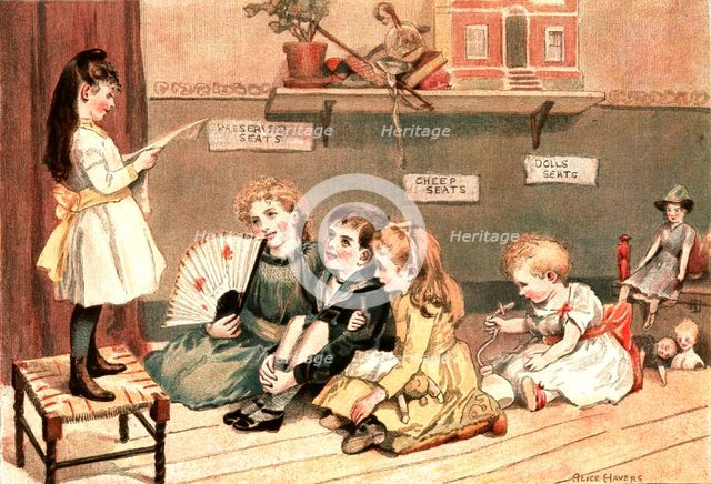''Playtime in the Nursery; "A Concert" ', 1890. Creator: Alice Mary Morgan.