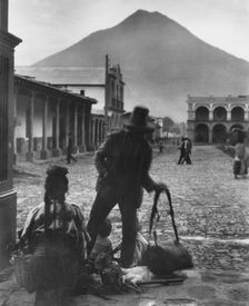 Plaza and volcano of Antigua, Guatemala, between 1899 and 1926. Creator: Arnold Genthe