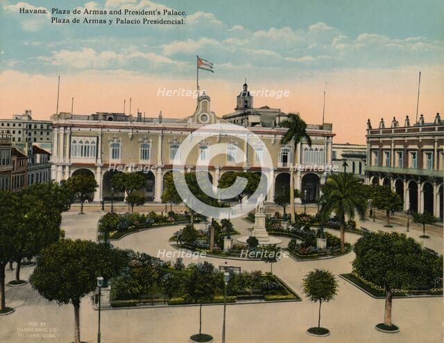 Plaza de Armas and Presidential Palace, Havana, Cuba, c1920.  Artist: Unknown.