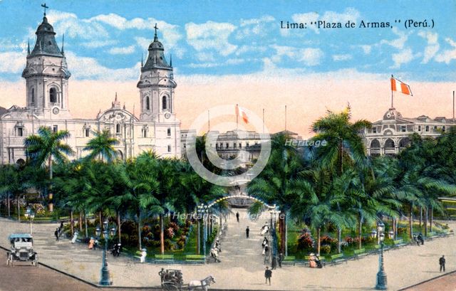 Plaza de Armas, Lima, Peru, early 20th century. Artist: Unknown