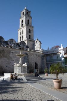 Plaza de San Francisco with the San Francisco de Asis in the background, Havana, Cuba, 2024. Creator: Ethel Davies