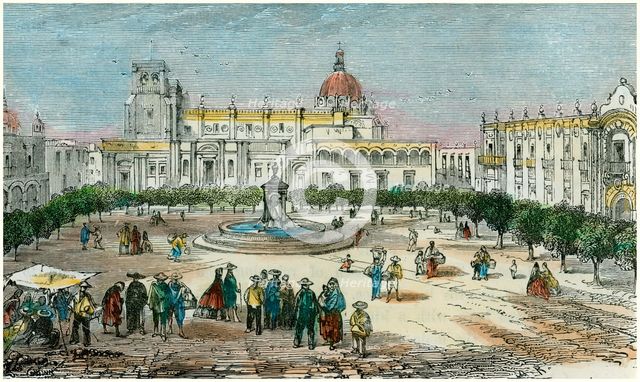 Plaza of Guadalajara, in the state of Jalisco, Mexico, c1880. Artist: Unknown