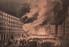 Plaza Mayor of Madrid on the night of August 16, 1790 when it was destroyed by fire