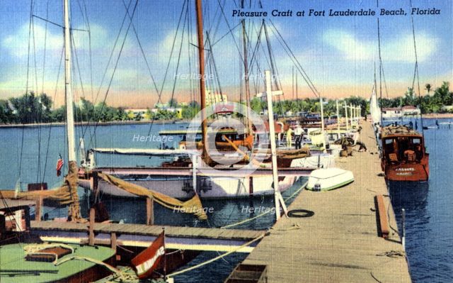 Pleasure craft at Fort Lauderdale Beach, Florida, USA, 1940. Artist: Unknown