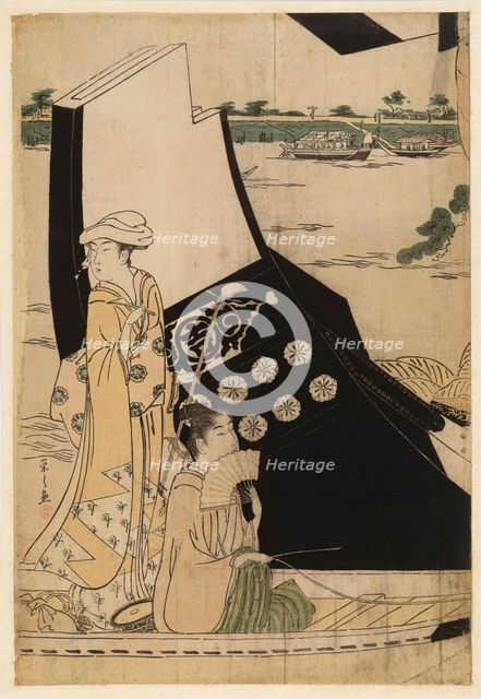 Pleasure Boat Yoshinomaru on the Sumida River, c1790. Creator: Hosoda Eishi.