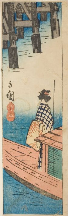 Pleasure Boat at Ryogoku Bridge (Ryogoku suzumibune), section of a sheet from the series "..., 1852. Creator: Ando Hiroshige