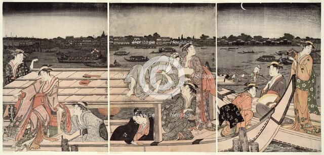 Pleasure-Boating on the Sumida River, Japan, 1788/90. Creator: Kitagawa Utamaro.