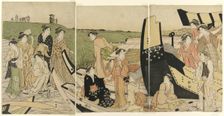 Pleasure Boats at a Landing, c. 1780/1801. Creator: Katsukawa Shuncho