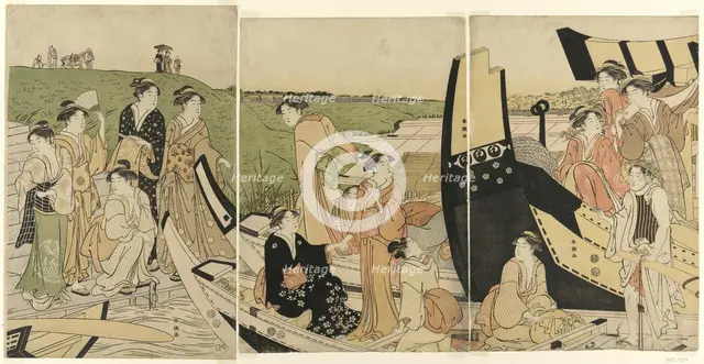 Pleasure Boats at a Landing, c. 1780/1801. Creator: Katsukawa Shuncho.