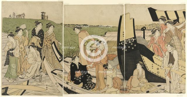 Pleasure Boats at a Landing, c. 1780/1801. Creator: Katsukawa Shuncho.