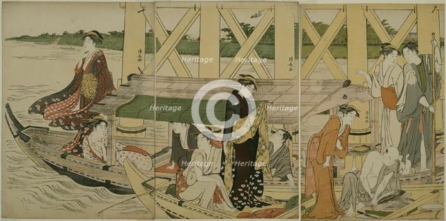 Pleasure Boats below Azuma Bridge, c. 1784. Creator: Torii Kiyonaga.