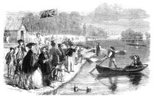 Pleasure-boats on the Ornamental Water in Regent's Park, 1861. Creator: Mason Jackson