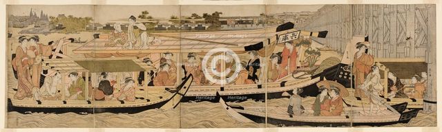 Pleasure Boats on the Sumida River, c. 1792. Creator: Hosoda Eishi.