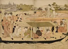 Pleasure Boats on the Sumida River, c. 1792. Creator: Hosoda Eishi