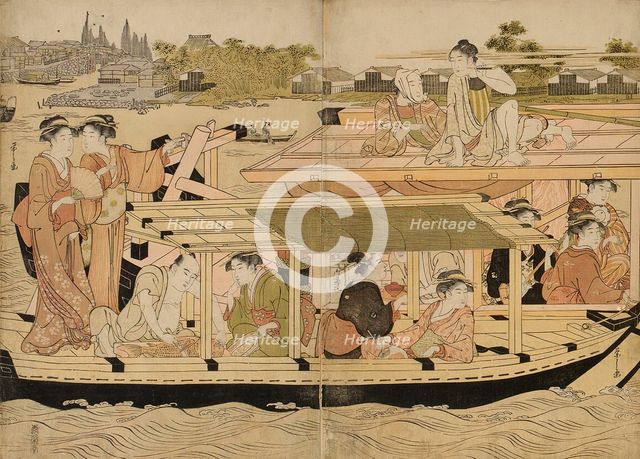 Pleasure Boats on the Sumida River, c. 1792. Creator: Hosoda Eishi.