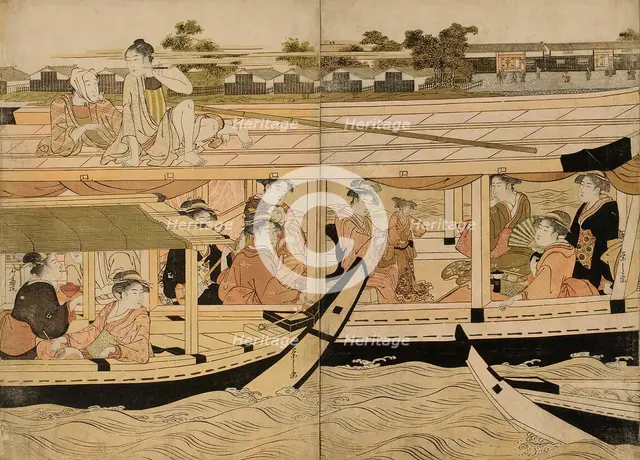 Pleasure Boats on the Sumida River, c. 1792. Creator: Hosoda Eishi.