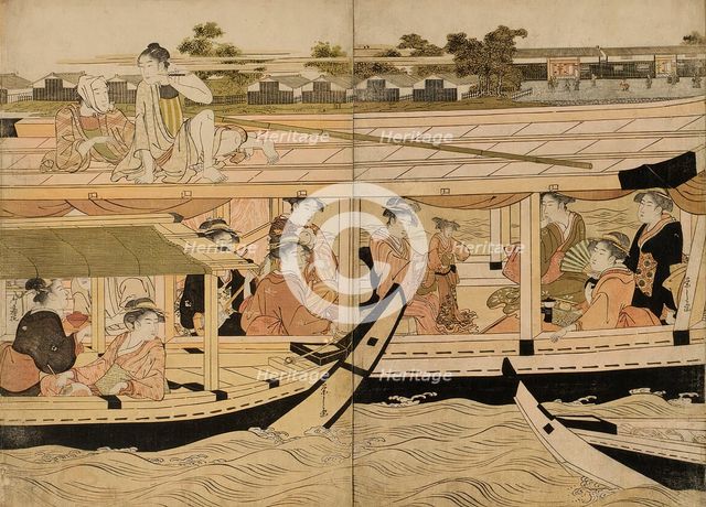 Pleasure Boats on the Sumida River, c. 1792. Creator: Hosoda Eishi.