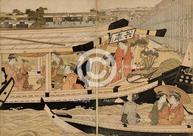Pleasure Boats on the Sumida River, c. 1792. Creator: Hosoda Eishi.